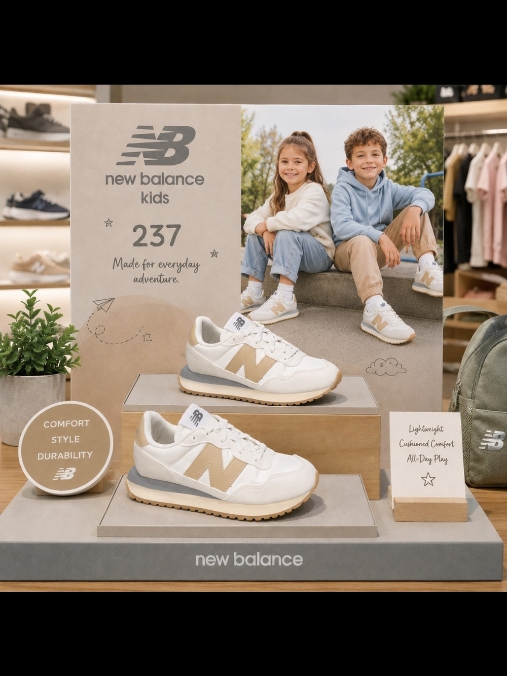 New Balance Kids’ 237 – Beige/Beige – Size 4 GS – New in Box - Picture 3 of 11